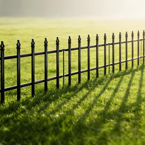 12" H x 16" W Decorative Metal Garden Border Fence (Black / 12″ H x 16″ W (5 Panels))