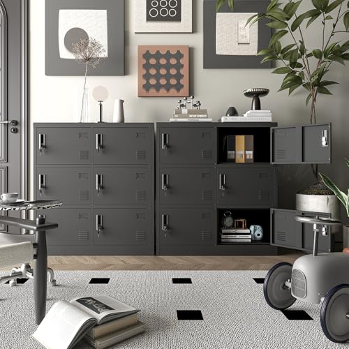 Metal Locker Storage Cabinet with 6 Door (6 door-40" / Black)