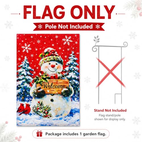 12×18 Christmas Snowman Garden Flag (Red / 12×18inch)
