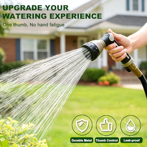Metal Thumb Control Garden Hose Nozzle Heavy Duty (Black)