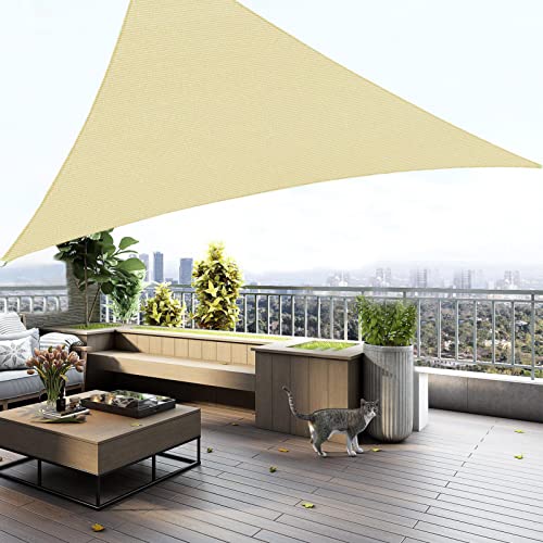 10'X10'X14' Sun Shade Sail Cream Curved Triangle (Cream / 10'X10'X14'custom)