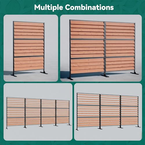 Modern Shade 6x4 ft Louvered Wood Privacy Fence Panel with Louverd Slats (6' x 4' / 3 Panel)