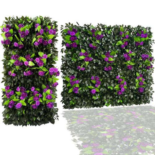 Expandable Fence Privacy Screen for Balcony Patio Outdoor (Branches -Purple Rose)