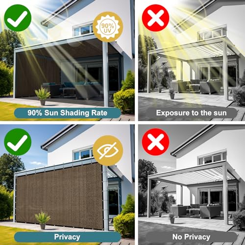 90% Sun Shade Cloth with Grommets (1 2' X 1 2' / Mocha)