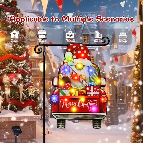 12x18 Lighted Christmas Dwarf Garden Flag (Dwarf-Colorful-12x18 / 12×18inch)