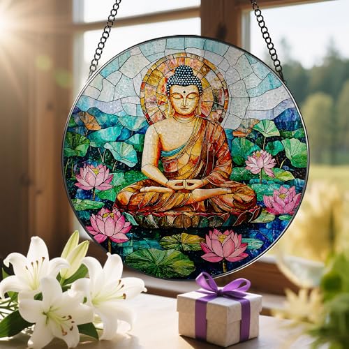 8 Inch Buddha Stained Glass Suncatcher & Ornament (Buddha)