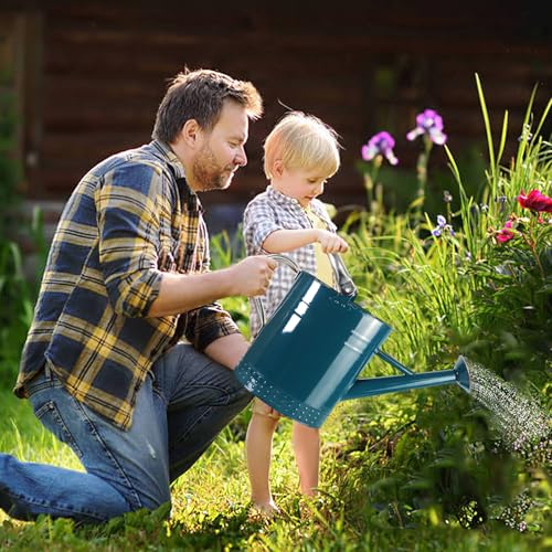1 Gallon Metal Watering Can with Removable Spout (Ocean Blue)