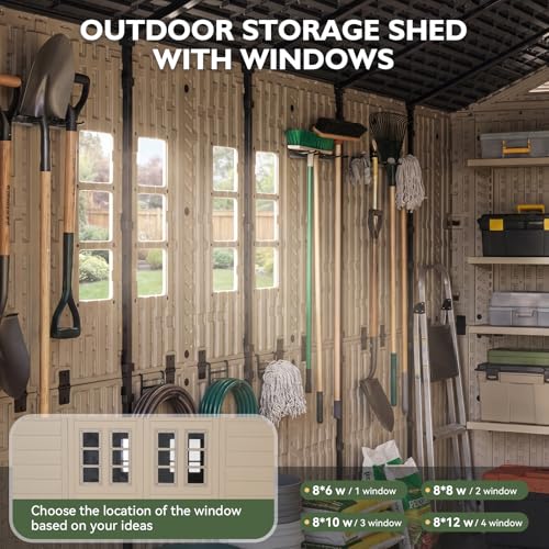 8x12 Ft Outdoor Storage Shed with Lighe & Floor (8x12)