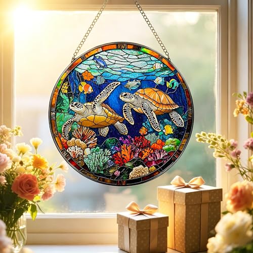 Stained Glass Window Hanging (Sea Turtle)