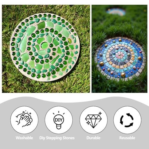 6 Pcs Round Stepping Stone Molds (Round-White)