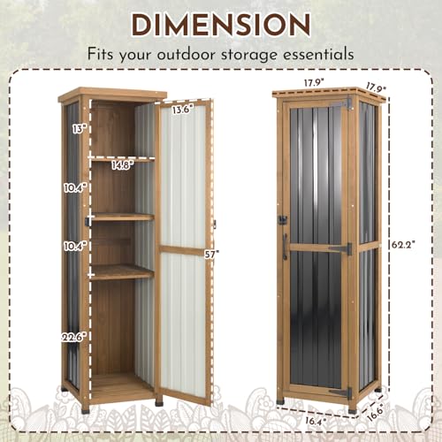 Tall Narrow Outdoor Storage Cabinet (Black / 18" x 18" x 62")