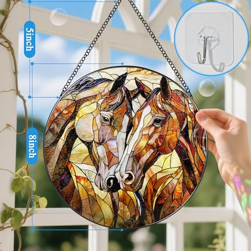 Stained Glass Window Hanging (Horses)