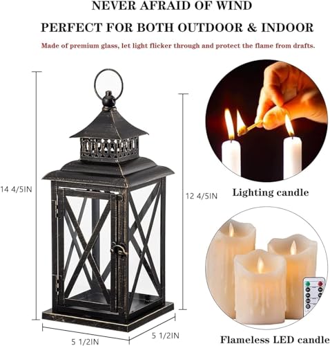 Lantern Decorative Indoor & Outdoor (Black / 14.8'' / 1 Pc)