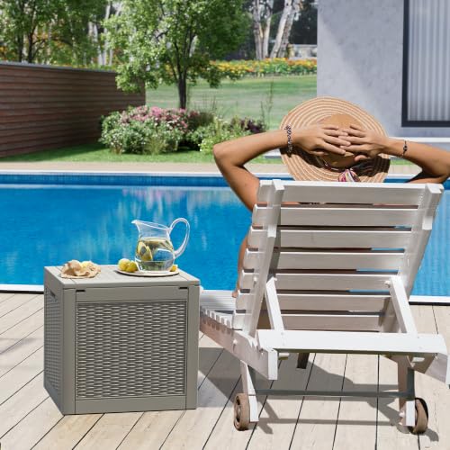 30 Gallon Outdoor Storage Box Waterproof Deck Box for Patio (Grey / 30 Gallon)