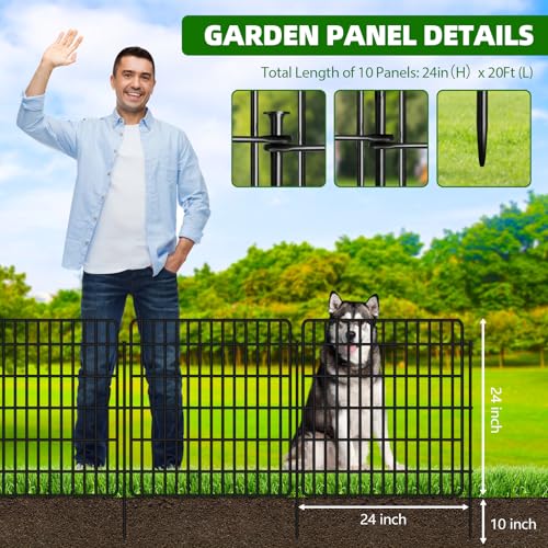 10 Panels Garden Fencing Animal Barrier with Lock (24in(H))
