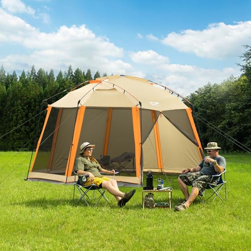 Screen House Tent 13 x 13 Ft Screened Mesh Net Wall Canopy (Beige-1 / 13'x13')