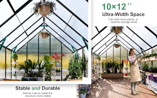12x10x10 FT Polycarbonate Greenhouse for Outdoors w