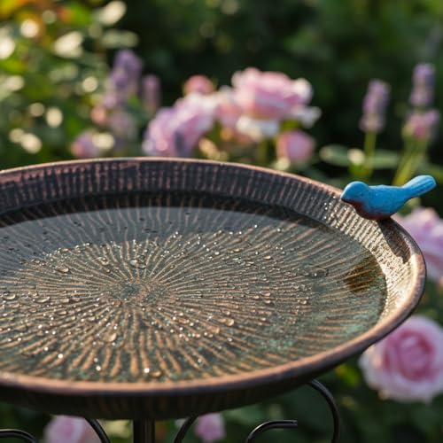Metal Bird Bath for Outdoor (Brown-2)