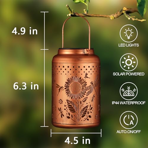 Solar Lanterns Outdoor Waterproof Hummingbird Garden Decor Christmas Gifts for Women Mom Grandma Hanging Lights Metal Decoration Outside for Yard