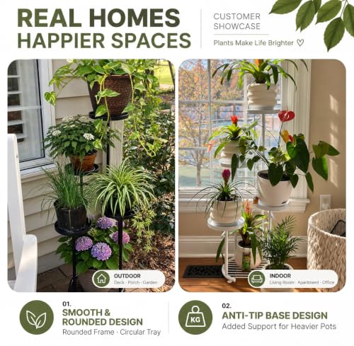 Tall 5 Tier Round Metal Corner Plant Stand Indoor (Gray / 5-Tier Round Base)
