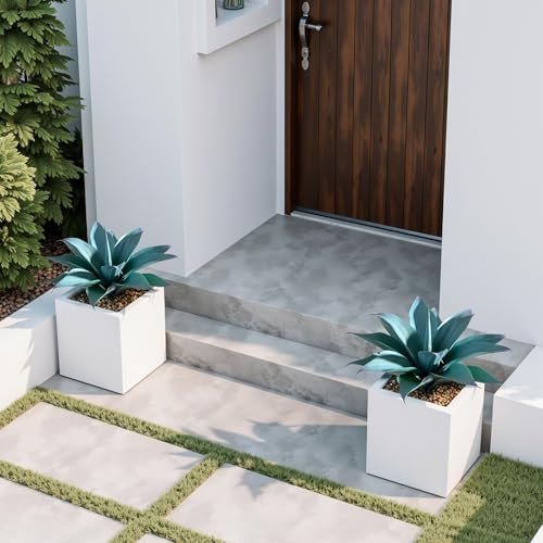 2-Pack 13.8-Inch Artificial Agave Plants for Outdoor Planters, UV Resistant Fake Agave Plants, Faux Succulent Greenery for Porch, Patio, Garden, Entryway and Indoor Decor, Blue (Agave15-blue2)