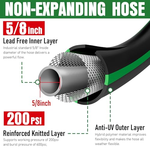 Heavy Duty Garden Hose 75ft (Black+Green / 75ft)