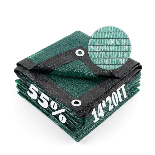 Sun Shade Cloth with Grommets for Garden (14FTx20FT / 55% Shade-Dark Green)