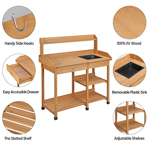 Potting Bench with Sink & Drawer