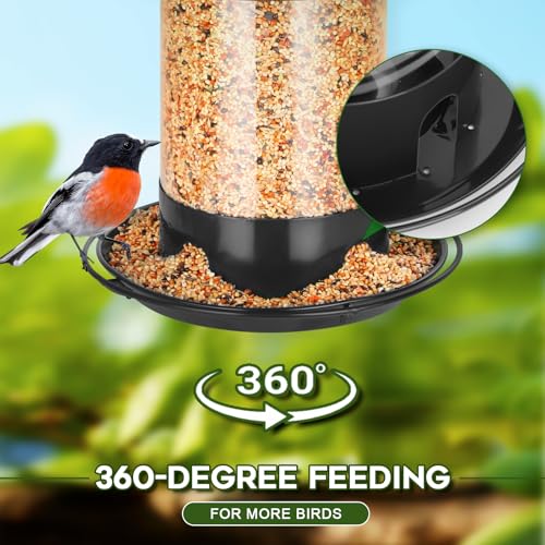 Metal Bird Feeders for Outdoors Hanging (Black)