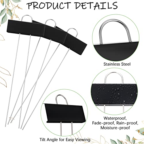 104 Pcs Metal Plant Markers Outdoor (Black Label With White Ink)