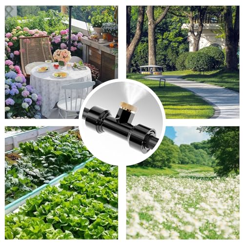 Misting Nozzles Kit Include 30 Pcs Misting nozzle 25 Pcs Misting 5 Pcs Plug nozzle tees for Outdoor Spray Cooling System (60)