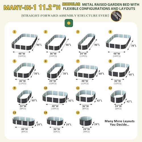 8x4x1FT Raised Garden Bed Outdoor (Gray / 8x4x1FT)