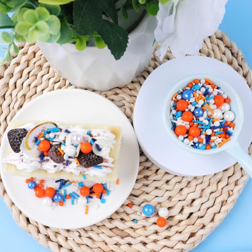 Orange and Blue Sprinkles for Cake Decorating (Blue Orange White)