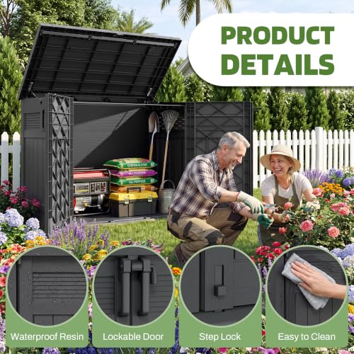 Large Outdoor Storage Cabinet 51 Cu Ft with Lockable (Dark-Black / 33.8"×55.1"×48.4")
