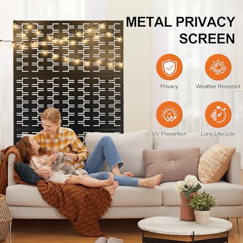 Metal Privacy Screen for Outdoor & Indoor (71"H×47"W / Black Brick)