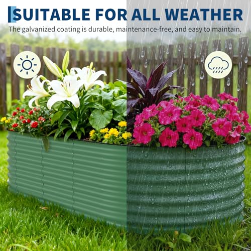 8x4x1.5ft Galvanized Raised Garden Bed (Green-Oval / 8x4x1.5ft)