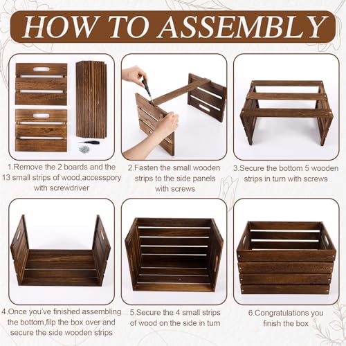 3 Pack Large Wood Crates Box for Storage 16 Inch (Brown / 16 Inch)