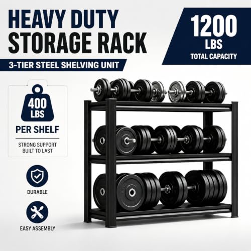 Garage Shelving Heavy Duty Shelving Unit (3TIER 31.5"H×27.5"W×13.8"D)