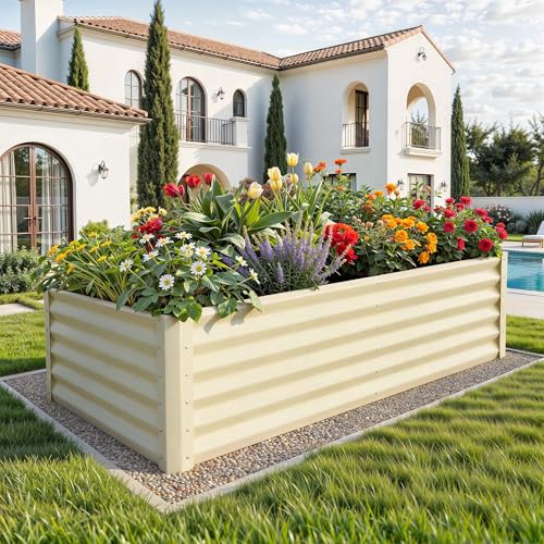6x3x3ft Galvanized Raised Garden Bed (6x3x3ft / Cream Yellow)
