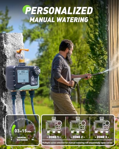 3 Zone Water Timer with Brass Inlet & Outlet (Blue / 3 Zone Water Timer)