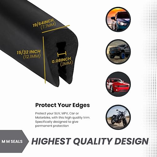 Black U Channel Edge Trim Seal EPDM 15