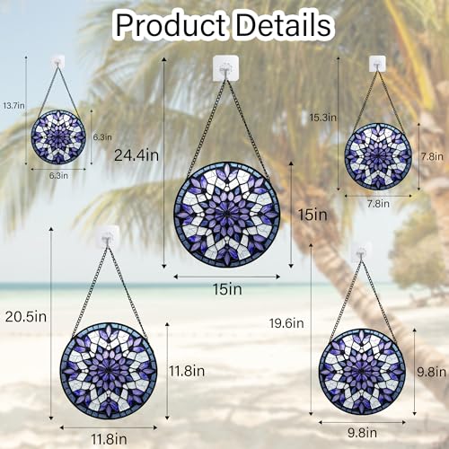 Stained Glass Window Hanging Snowflake Suncatcher Gifts for Women 6.3" (Yellow-green / 6.3x6.3 IN)