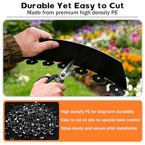 Landscape Edging 4 Inch Tall No Dig Garden Edging Border 60FT with 60 Metal Stakes (Black / 60FT Border)