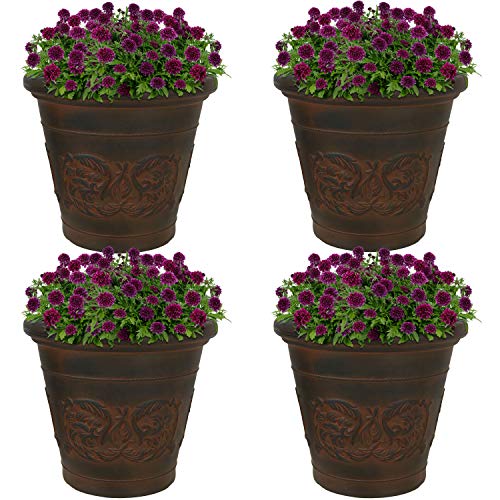 Sunnydaze Arabella 16'' Plastic Planter Pot for Plants (Rust / 16 in)