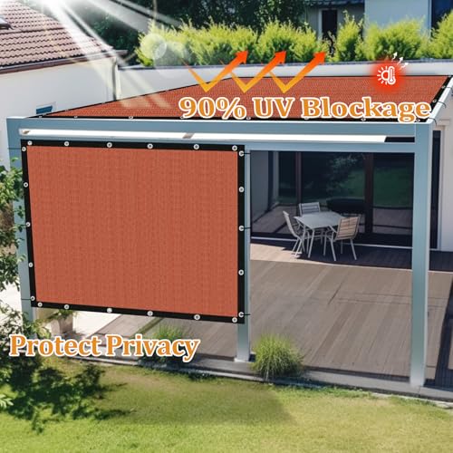 Customized Size 7' X 8' Shade Cloth with Grommets (7' X 8' Customized Size / Rust Red)