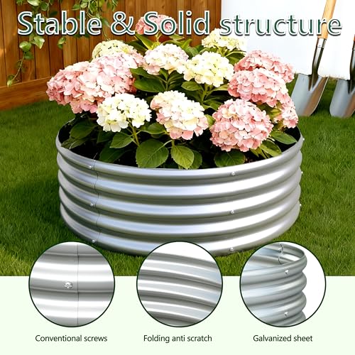 3PCS 3x3x1FT Galvanized Metal Raised Garden Bed (Silver / 3x3x1(3PCS))