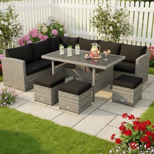 7 Pieces Patio Furniture Set (7 Pieces / Black)