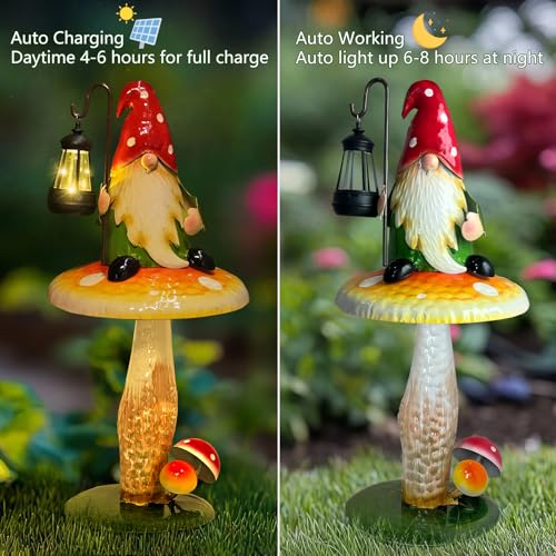 Solar Garden Gnomes Outdoor Statue (16.5 INCH / Red&green&yellow)