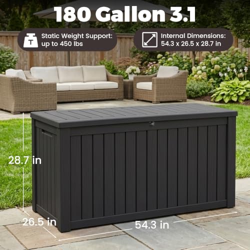 Outdoor Storage Box (Black / 180 Gallon 3.1 XL)