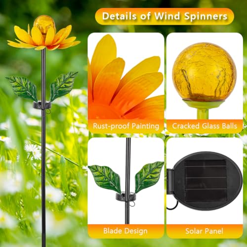 Solar Flowers Wind Spinners Outdoor